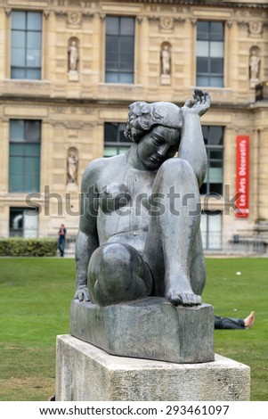 PARIS, FRANCE - SEPTEMBER 11, 2014: Paris -  Bronze sculpture The Night by Aristide Maillol in Tuileries garden
