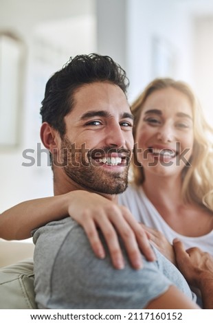 Similar – Image, Stock Photo Crop couple relaxing in house in forest