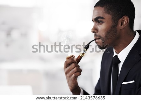 Similar – Image, Stock Photo Ethnic man smoking in studio with neon lights