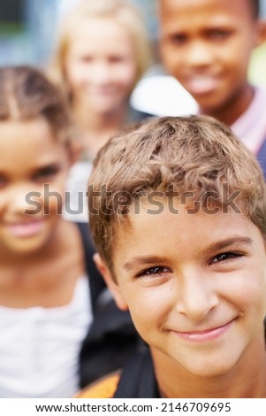 Similar – Image, Stock Photo Happy little smiling boy runs along the seashore on a sunny summer day