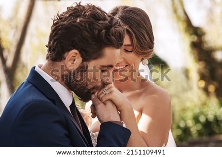 Image, Stock Photo Wedding bride hand with luxury bright dress at marriage ceremony