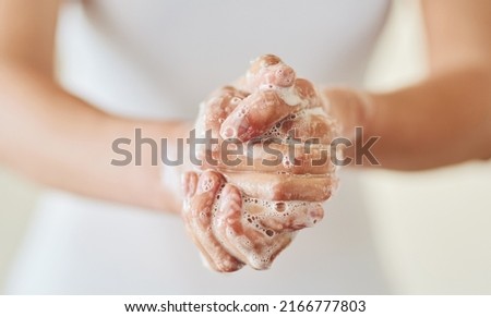 Similar – Image, Stock Photo unrecognizable woman washing hands on a sink with soap. Coronavirus covid-19 concept