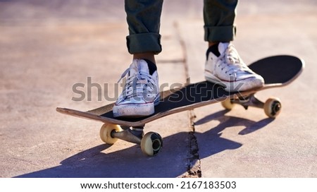 Similar – Image, Stock Photo Crop skater standing on street