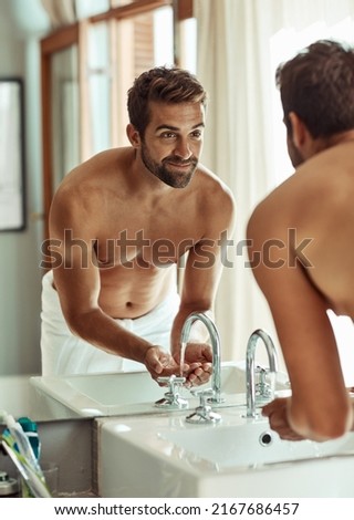 Similar – Image, Stock Photo Man in bathroom