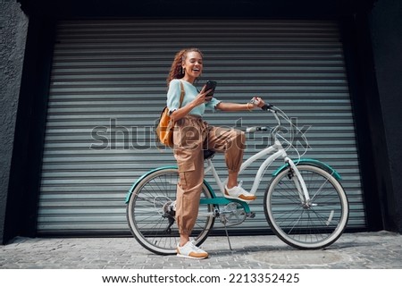 Similar – Foto Bild Mann mit Fahrrad auf der Straße und Smartphone