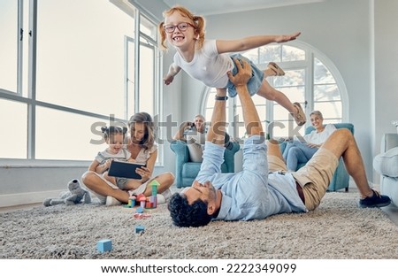 Similar – Image, Stock Photo Young parents playing with their child at home