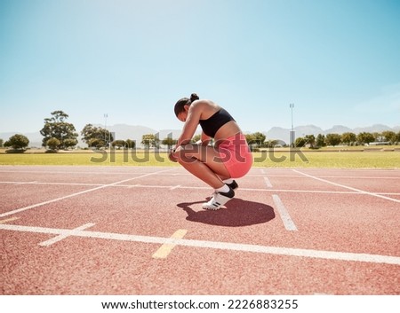 Image, Stock Photo Woman resting from running