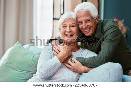Similar – Image, Stock Photo Happy senior couple embracing in their home