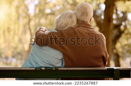 Similar – Image, Stock Photo Elderly couple embracing in autumn park
