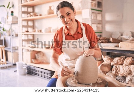 Similar – Image, Stock Photo Portrait of woman pottery artist in art studio