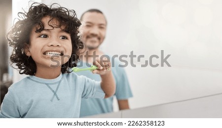 Similar – Image, Stock Photo Cute boy brushing teeth in cozy bathroom