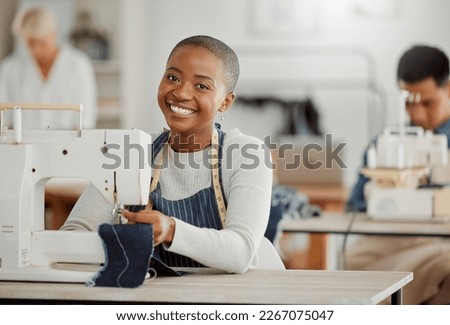 Image, Stock Photo Sewing machine worked by a seamstress