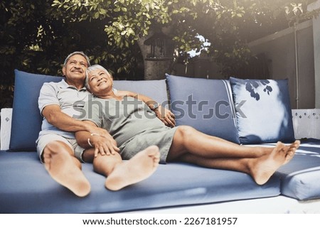 Similar – Image, Stock Photo Senior Couple Relaxing And Chatting On Sofa At Home Together
