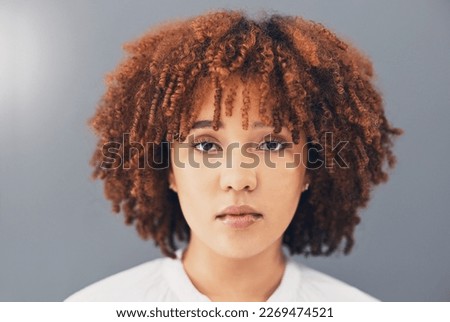 Similar – Image, Stock Photo Serious female with makeup and freckles on nose gently and looking at camera