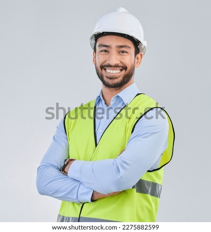 Similar – Image, Stock Photo smiling professional confident architect woman in construction site. Home renovation