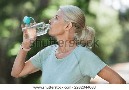 Similar – Image, Stock Photo Traveling woman drinking water from river