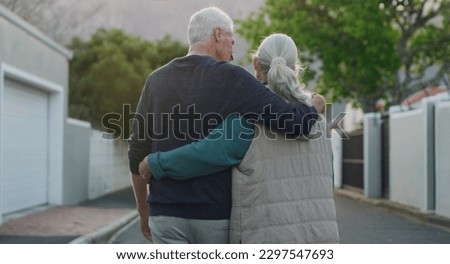 Similar – Image, Stock Photo Elderly couple embracing in autumn park