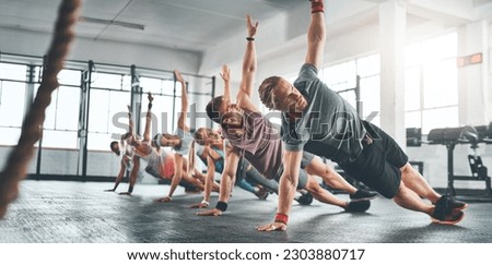 Similar – Image, Stock Photo Group of people doing exercises on pilates reformer