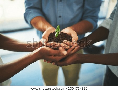 Similar – Image, Stock Photo Hand with leaf Trust