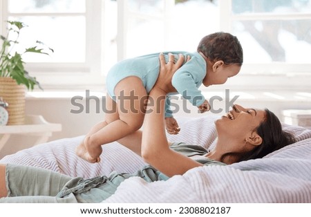 Similar – Image, Stock Photo Lovely and playful newborn in her bedroom at home