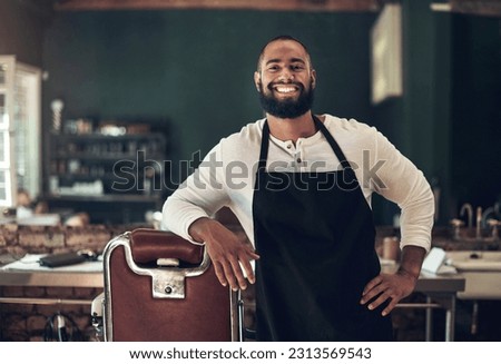 Similar – Image, Stock Photo Portrait of a barber and his customer