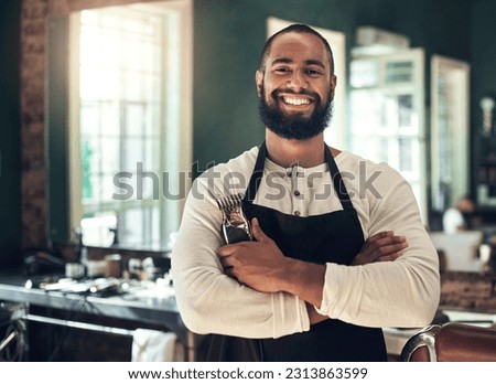 Similar – Image, Stock Photo Handsome Black Man with Earphones Posing on Big City Street