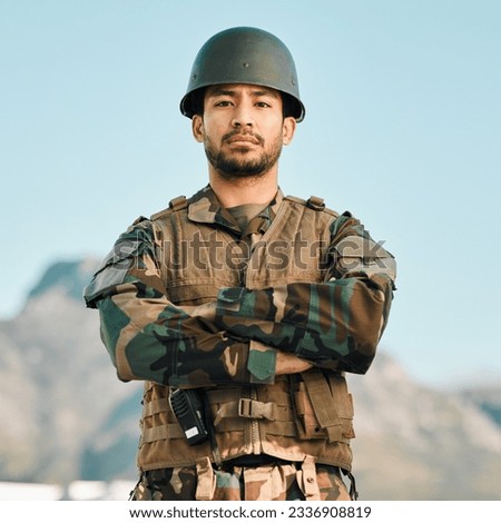 Similar – Image, Stock Photo Armed soldier ready for battle. Military concept.