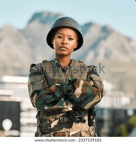 Similar – Image, Stock Photo Armed soldier ready for battle. Military concept.