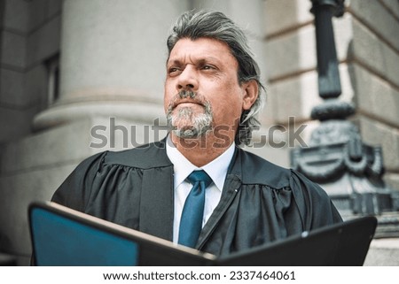 Man, thinking or senior lawyer reading book for research, education or learning the justice system. Judge, advocate or mature attorney studying knowledge or constitution information for a legal court Сток-фото © 