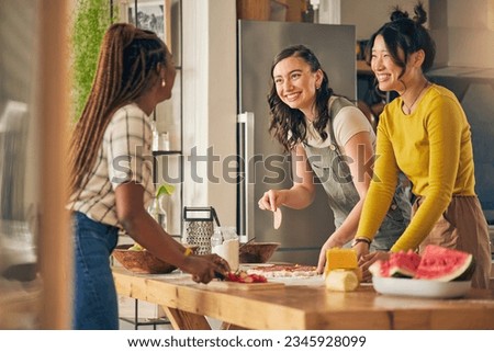 Similar – Image, Stock Photo Group of women preparing to do Tree pose on nature