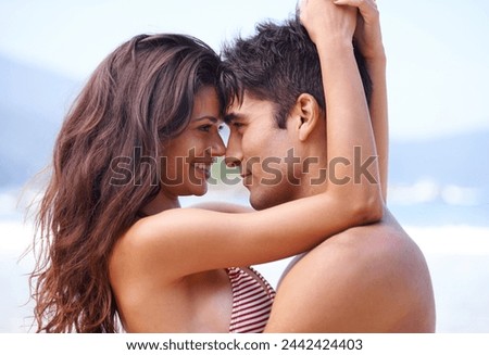 Similar – Image, Stock Photo man and woman hugging at nearby street wall