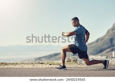 Similar – Foto Bild Schwarzer Athlet Stretching in der Leichtathletik