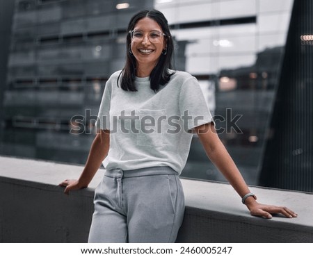Similar – Image, Stock Photo Young woman in glasses with notebooks for her studies.