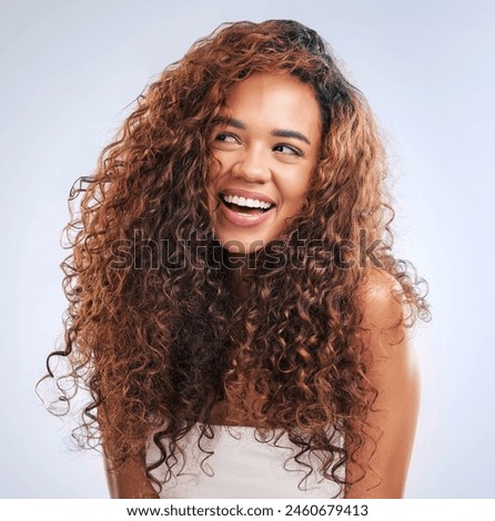 Similar – Image, Stock Photo Woman with curly hair in dark studio