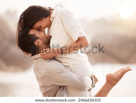 Similar – Image, Stock Photo man and woman hugging at nearby street wall