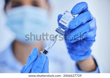 Similar – Image, Stock Photo covid-19 vaccine needle and face mask isolated on yellow background