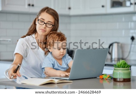 Image, Stock Photo Woman working at home