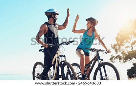Similar – Image, Stock Photo Man cycling in a park race
