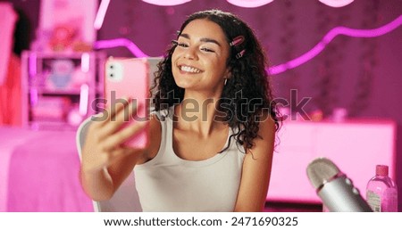 Similar – Image, Stock Photo selfie Girl Cellphone