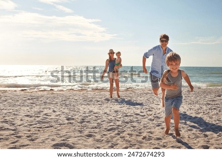 Similar – Boy walking in water of lake