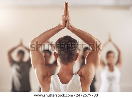 Similar – Image, Stock Photo Man training yoga on beach