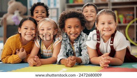 Similar – Image, Stock Photo Little child with a bodysurf on the sea