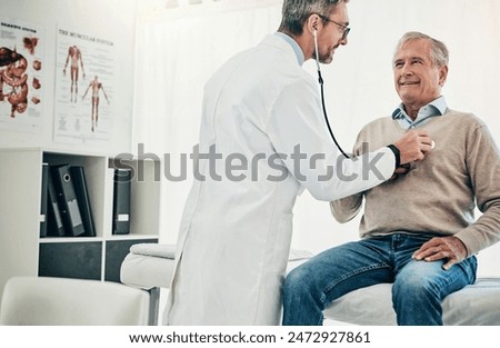 Image, Stock Photo doctor man working on laptop. Corona virus test on table. Covid-19 concept