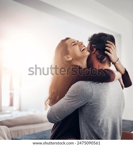 Similar – Image, Stock Photo Loving couple hugging in nature at sunset