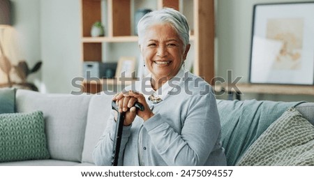 Similar – Image, Stock Photo Smiling senior woman at home looking at camera