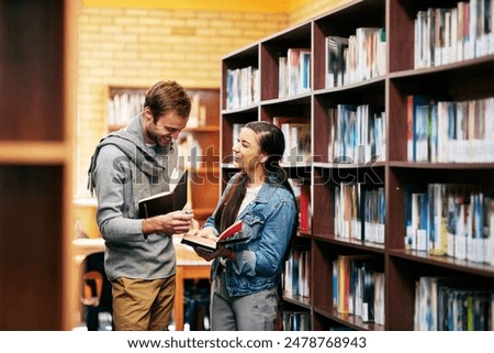 Similar – Image, Stock Photo Woman with book in modern bookstore