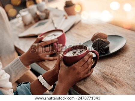 Similar – Foto Bild Anonyme Frau mit Kaffeetasse im Café