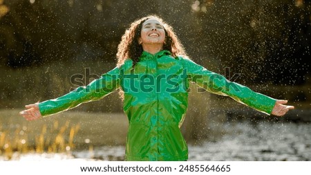 Similar – Image, Stock Photo Happy woman dancing on street