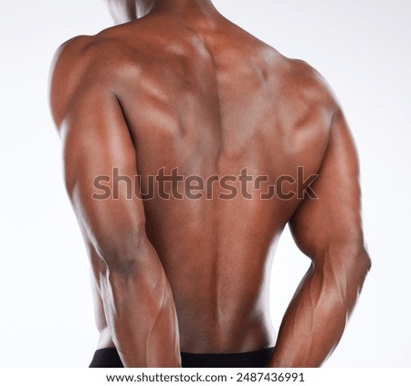 Similar – Image, Stock Photo Serious shirtless black man with makeup and flowers