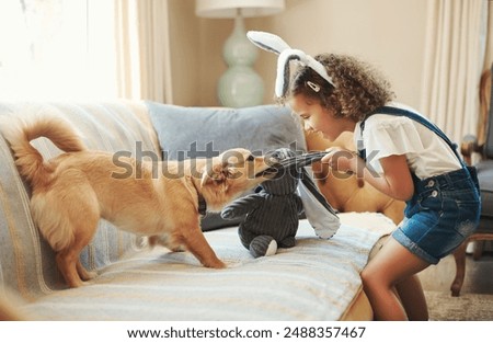 Similar – Child and dog in water